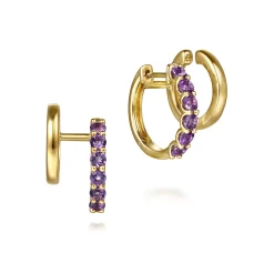 Best Gabriel & Co. 14K Yellow Gold Amethyst Stuggies Earrings