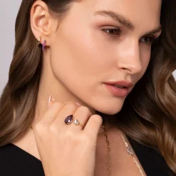 Best Gabriel & Co. 14K Yellow Gold Amethyst Stuggies Earrings
