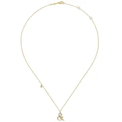 Hot Gabriel & Co. 14K Yellow Gold Ampersand Pendant Necklace with Bezel Set Diamond Drop