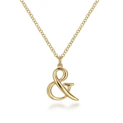 Hot Gabriel & Co. 14K Yellow Gold Ampersand Pendant Necklace with Bezel Set Diamond Drop
