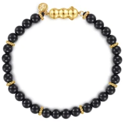 Discount Gabriel & Co. 14K Yellow Gold and 6mm Black Onyx Beaded Bracelet