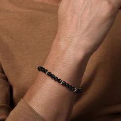 New Gabriel & Co. 14K Yellow Gold and 6mm Black Onyx Beaded Bracelet