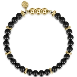 Sale Gabriel & Co. 14K Yellow Gold and 6mm Black Onyx Beaded Bracelet