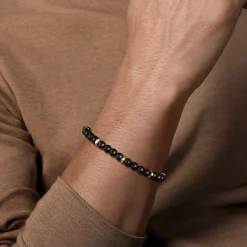 Discount Gabriel & Co. 14K Yellow gold and 6mm Black Titanium Bead Men's Bracelet