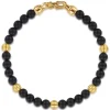 Hot Gabriel & Co. 14K Yellow Gold and 6mm Black Titanium Sandblast Men's Beaded Bracelet