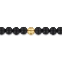 Outlet Gabriel & Co. 14K Yellow Gold and 6mm Black Titanium Sandblast Men's Beaded Bracelet