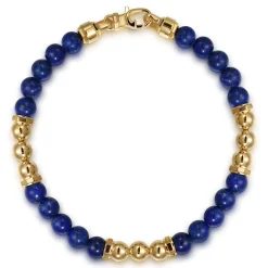 Sale Gabriel & Co. 14K Yellow Gold and 6mm Lapis Beaded Station Bracelet