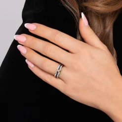 Online Gabriel & Co. 14K Yellow Gold and 925 Sterling Silver Bujukan Black Spinel X Ladies Ring