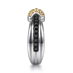 Online Gabriel & Co. 14K Yellow Gold and 925 Sterling Silver Bujukan Black Spinel X Ladies Ring