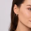 Online Gabriel & Co. 14K Yellow Gold and 925 Sterling Silver Bujukan White Sapphire Huggie Earrings