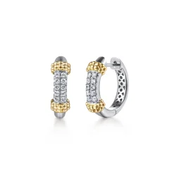 Online Gabriel & Co. 14K Yellow Gold and 925 Sterling Silver Bujukan White Sapphire Huggie Earrings