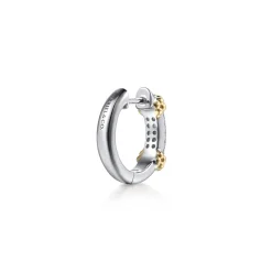 Online Gabriel & Co. 14K Yellow Gold and 925 Sterling Silver Bujukan White Sapphire Huggie Earrings