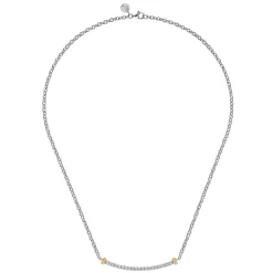 Hot Gabriel & Co. 14K Yellow Gold and 925 Sterling Silver Bujukan White Sapphire Bar Necklace
