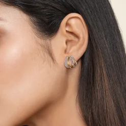 Online Gabriel & Co. 14K Yellow Gold and 925 Sterling Silver Bujukan J Hoop Earrings