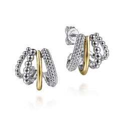 Online Gabriel & Co. 14K Yellow Gold and 925 Sterling Silver Bujukan J Hoop Earrings