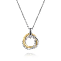 Outlet Gabriel & Co. 14K Yellow Gold and 925 Sterling Silver Bujukan Interlocking Circle Door Knocker Pendant Necklace