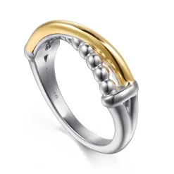 Sale Gabriel & Co. 14K Yellow Gold and 925 Sterling Silver Bujukan Criss Cross Ladies Ring