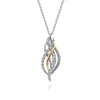 Online Gabriel & Co. 14K Yellow Gold and 925 Sterling Silver Bujukan Multi Rows White Sapphire Pendant Necklace