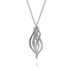 Online Gabriel & Co. 14K Yellow Gold and 925 Sterling Silver Bujukan Multi Rows White Sapphire Pendant Necklace