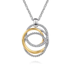 Discount Gabriel & Co. 14K Yellow Gold and 925 Sterling Silver Bujukan Multi Round Link Pendant Necklace