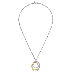 Discount Gabriel & Co. 14K Yellow Gold and 925 Sterling Silver Bujukan Multi Round Link Pendant Necklace