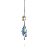 New Gabriel & Co. 14K Yellow Gold and 925 Sterling Silver Bujukan Pear Blue Topaz Pendant Necklace
