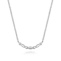 Gabriel & Co. 14K Yellow Gold and 925 Sterling Silver Bujukan Ball White Sapphire Maquise Bar Necklace