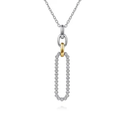 Gabriel & Co. 14K Yellow Gold and 925 Sterling Silver Bujukan Link Pendant Necklace