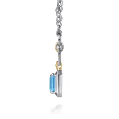 Discount Gabriel & Co. 14K Yellow Gold and 925 Sterling Silver Bujukan Blue Topaz Pendant Necklace