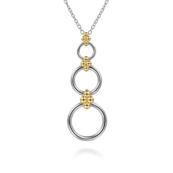 Online Gabriel & Co. 14K Yellow Gold and 925 Sterling Silver Bujukan Round Link Pendant Necklace