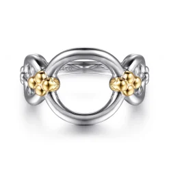 Online Gabriel & Co. 14K Yellow Gold and 925 Sterling Silver Bujukan Round Link Chain Ring