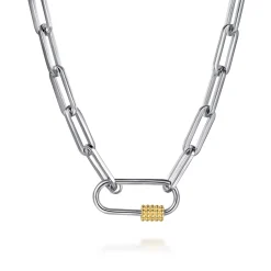 Gabriel & Co. 14K Yellow Gold and 925 Sterling Silver Bujukan Link Chain Necklace