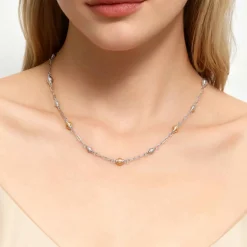 Outlet Gabriel & Co. 14K Yellow Gold and 925 Sterling Silver Bujukan Beads Station Necklace