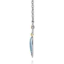 Gabriel & Co. 14K Yellow Gold and 925 Sterling Silver Bujukan Rock Crystal White Mother Pearl Turquoise Pendant Necklace