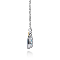 Online Gabriel & Co. 14K Yellow Gold and 925 Sterling Silver Bujukan Blue Topaz Pendant Necklace