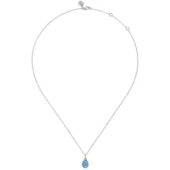 Online Gabriel & Co. 14K Yellow Gold and 925 Sterling Silver Bujukan Blue Topaz Pendant Necklace