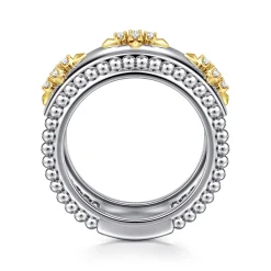 Discount Gabriel & Co. 14K Yellow Gold and 925 Sterling Silver Bujukan White Sapphire Clover Smart Ring Enhancer