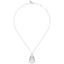 Discount Gabriel & Co. 14K Yellow Gold and 925 Sterling Silver Bujukan Beaded White Sapphire Pendant Necklace