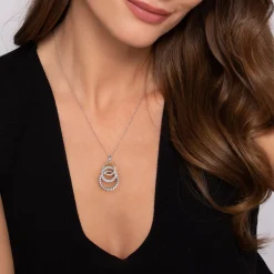 Discount Gabriel & Co. 14K Yellow Gold and 925 Sterling Silver Bujukan Beaded White Sapphire Pendant Necklace