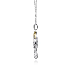 Discount Gabriel & Co. 14K Yellow Gold and 925 Sterling Silver Bujukan Beaded White Sapphire Pendant Necklace