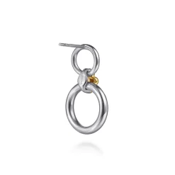 Clearance Gabriel & Co. 14K Yellow Gold and 925 Sterling Silver Bujukan Round Link Stud Earrings