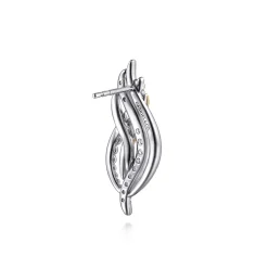 Online Gabriel & Co. 14K Yellow Gold and 925 Sterling Silver Bujukan Multi Rows White Sapphire Stud Earrings