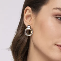 New Gabriel & Co. 14K Yellow Gold and 925 Sterling Silver Bujukan Interlocking Circle Door Knocker Stud Earrings