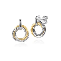 Sale Gabriel & Co. 14K Yellow Gold and 925 Sterling Silver Bujukan Interlocking Circle Door Knocker Stud Earrings