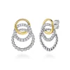 Sale Gabriel & Co. 14K Yellow Gold and 925 Sterling Silver Bujukan Beaded White Sapphire Stud Earrings