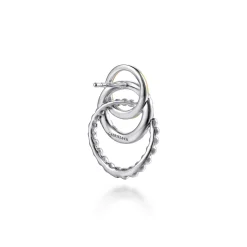Sale Gabriel & Co. 14K Yellow Gold and 925 Sterling Silver Bujukan Beaded White Sapphire Stud Earrings
