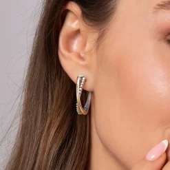 Sale Gabriel & Co. 14K Yellow Gold and 925 Sterling Silver Bujukan Criss Cross Intricate Hoop Earrings