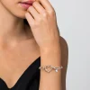 Gabriel & Co. 14K Yellow Gold and 925 Sterling Silver Link Chain Bujukan Heart Bracelet