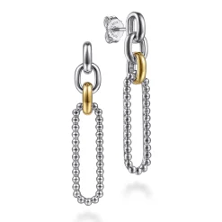 Hot Gabriel & Co. 14K Yellow Gold and 925 Sterling Silver Bujukan Link Stud Earrings