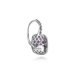 Gabriel & Co. 14K Yellow Gold and 925 Sterling Silver Bujukan Cushion Amethyst Leverback Earrings